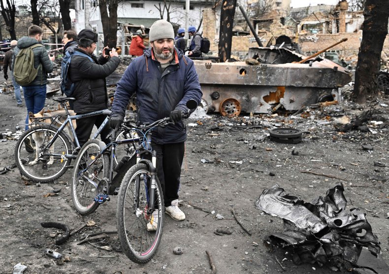 Civilians in Bucha near Kyiv after Russians