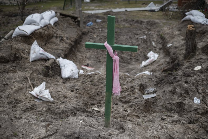 Grave in Bucha Kyiv after Russia massacre