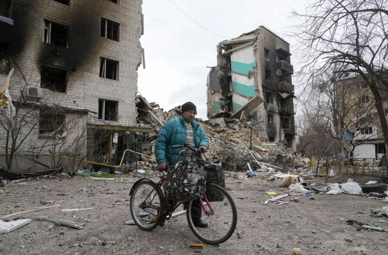 Destruction in Borodyanka, Ukraine 