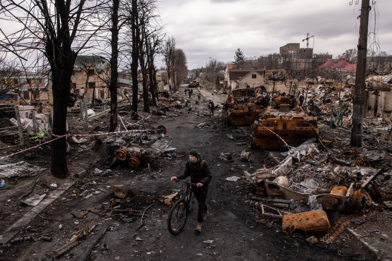 Bucha, destroyed, military, vehicles, Russia, Ukraine, war
