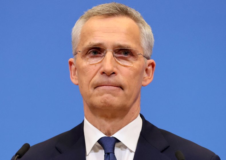 NATO chief Jens Stoltenberg at Brussels briefing