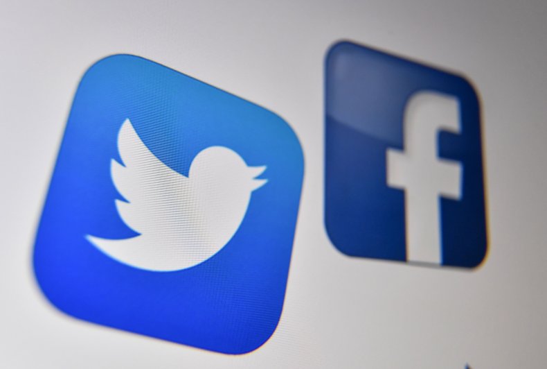 Facebook, Twitter logos shown on computer screen