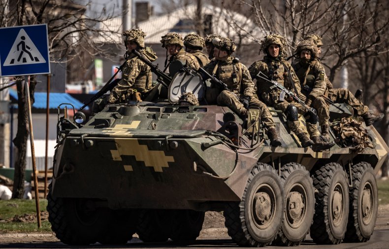 Ukraine troops and APC in Donbas invasion