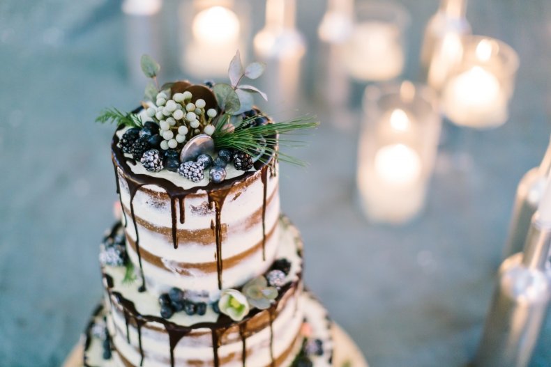 Wedding cake decorated with floral elements