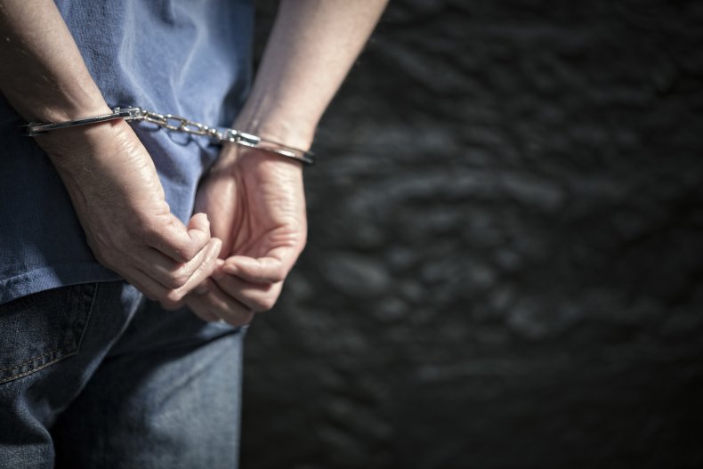 Arrested man in handcuffs 