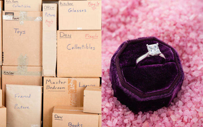 Boxing for moving house and a ring.
