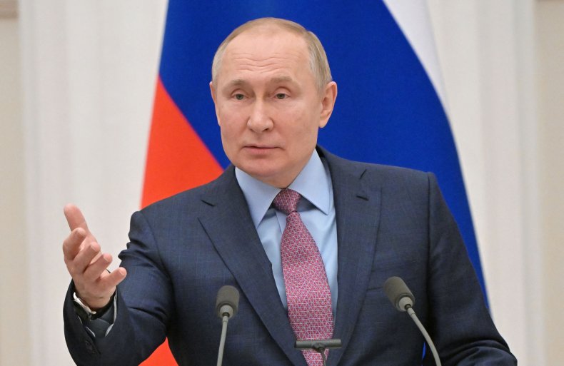 Vladimir Putin Attends a Press Conference