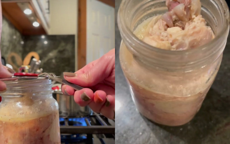 A two year old jar of chicken.