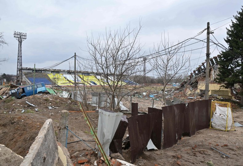 Ukrainian footage shows former Yuri Gagarin stadium destroyed by Russian shells