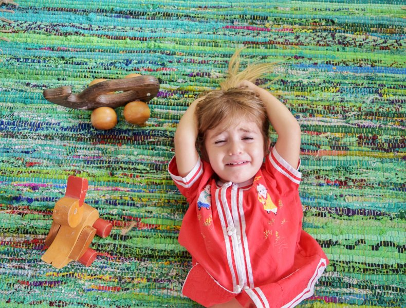 Toddler crying on the floor
