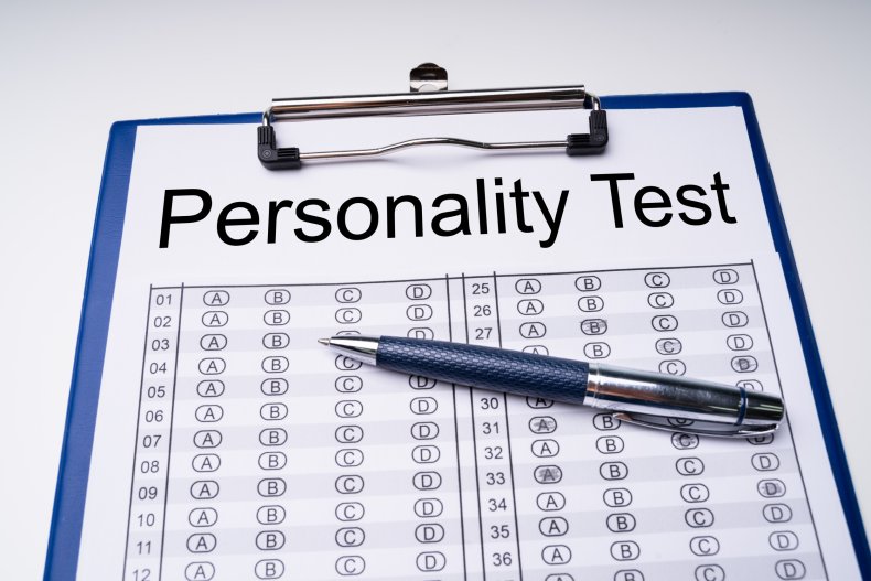 A clipboard with a personality test sheet.