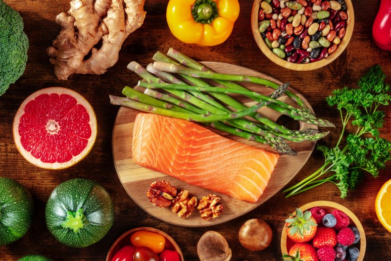 A board of healthy foods