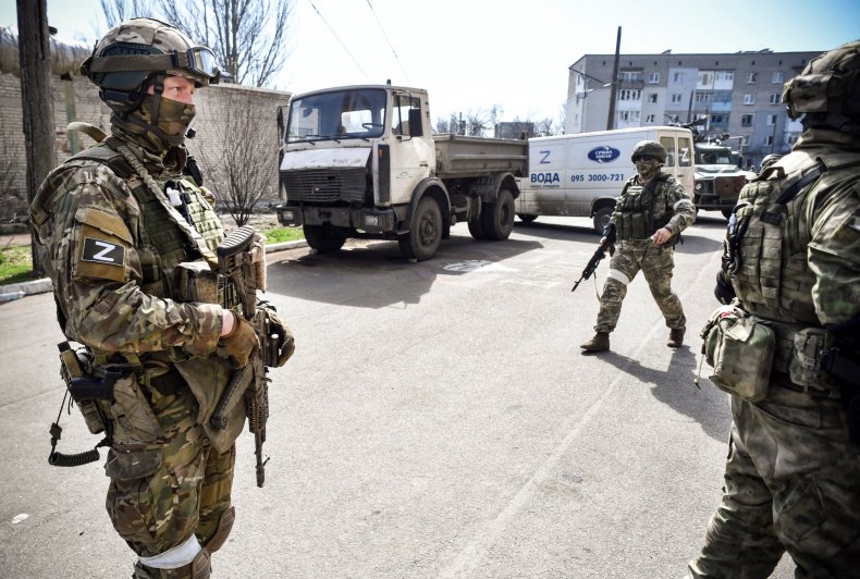 Russian Soldiers on Patrol in Donetsk