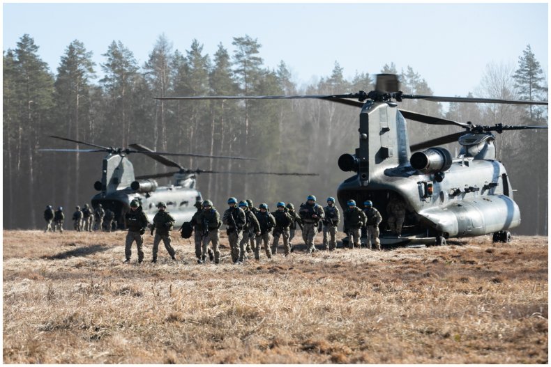 NATO troops on military exercise training 