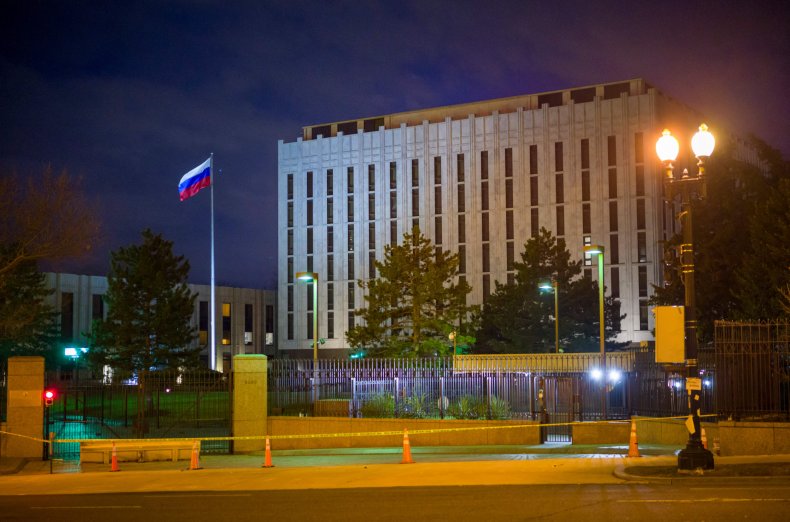 Russian Embassy Ukraine Flag Protest Projection D.C.