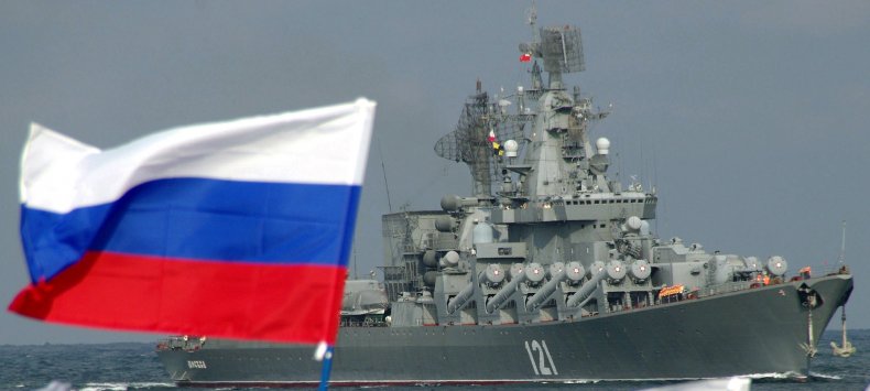 The Missile Cruiser Moskva Pictured in 2008