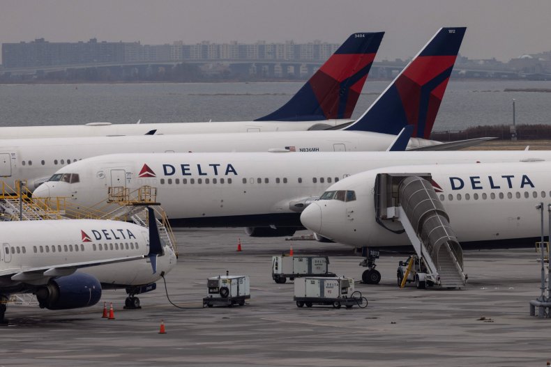 Delta Airlines passenger aircrafts on the tarmac