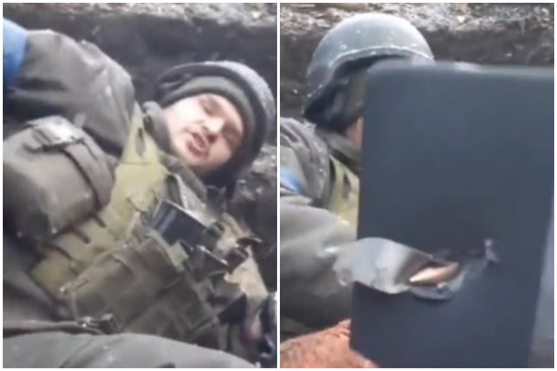 Split image of Ukrainian soldier 