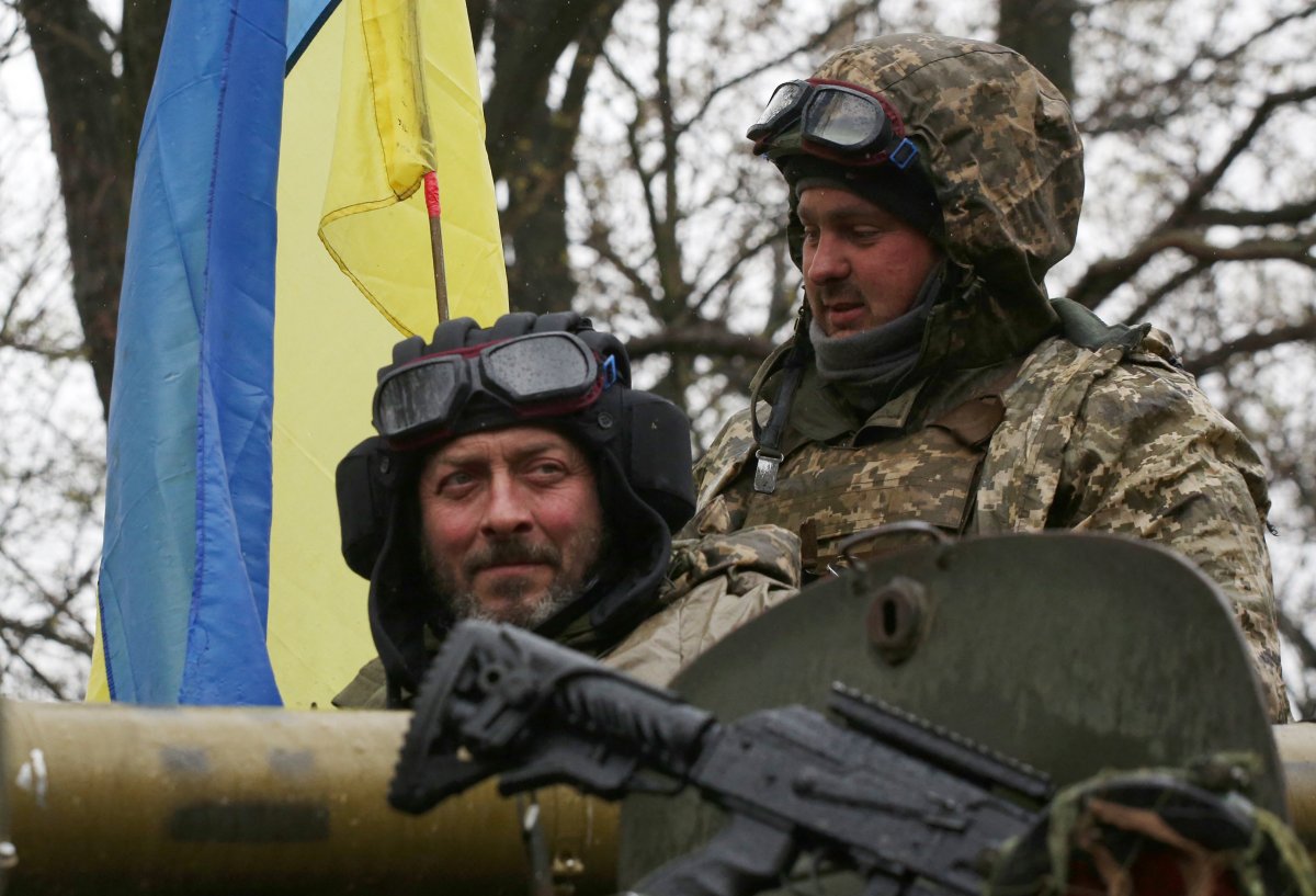 Ukraine troops on APC near Kharkiv Donbas