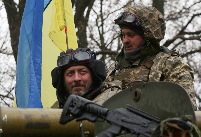 Ukraine troops on APC near Kharkiv Donbas