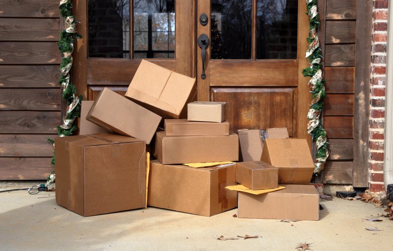 Packages stacked at door