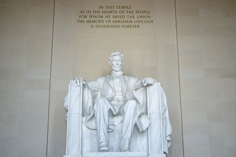 A view inside the Lincoln Memorial on 