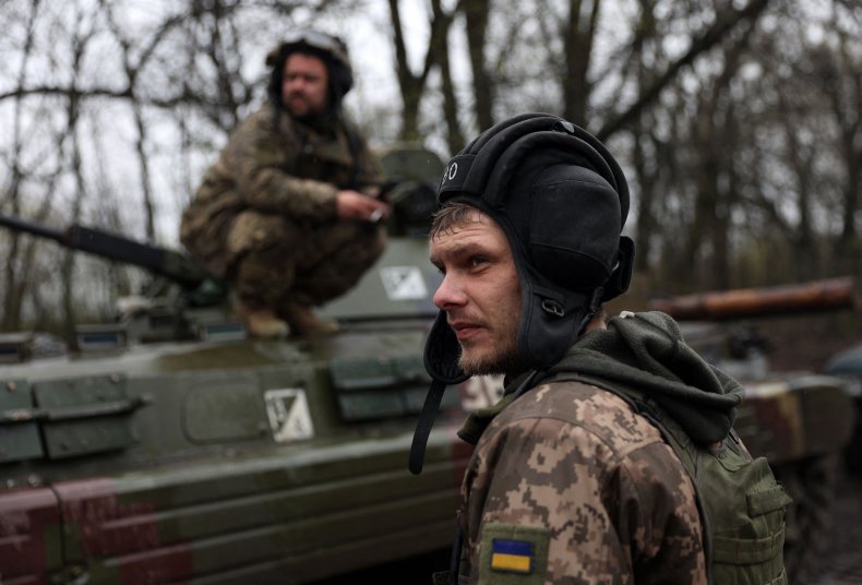 Ukraine troops APC near Kharkiv Russia invasion
