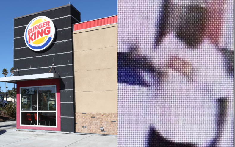 A Burger King restaurant and a suspect.