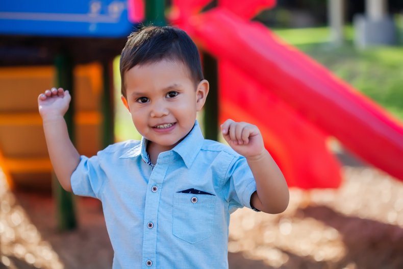 Boy playing at playground