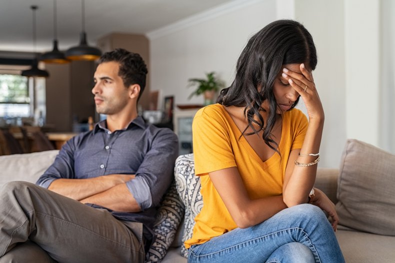 Woman and man arguing