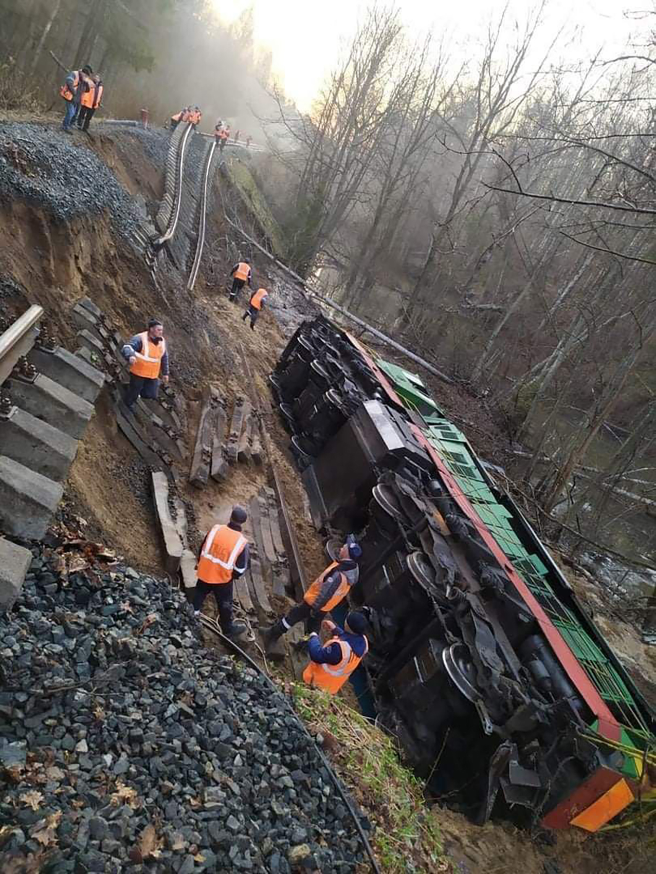 Russian Train Derails After Railway Track Damaged, Photos Show