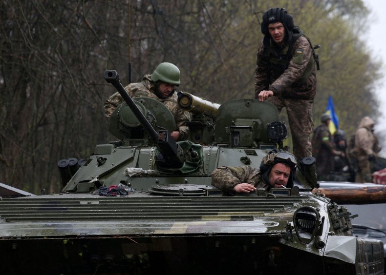 Ukraine troops on APC near Kharkiv Donbas
