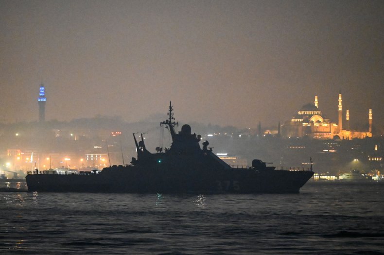 Russia warship in Istanbul Bosphorus Black Sea