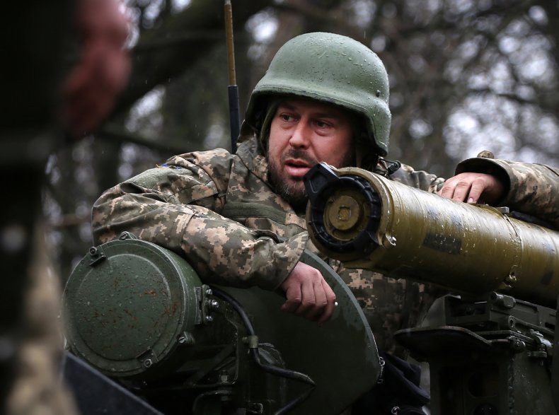 Ukraine soldiers near Kharkiv during Russia invasion