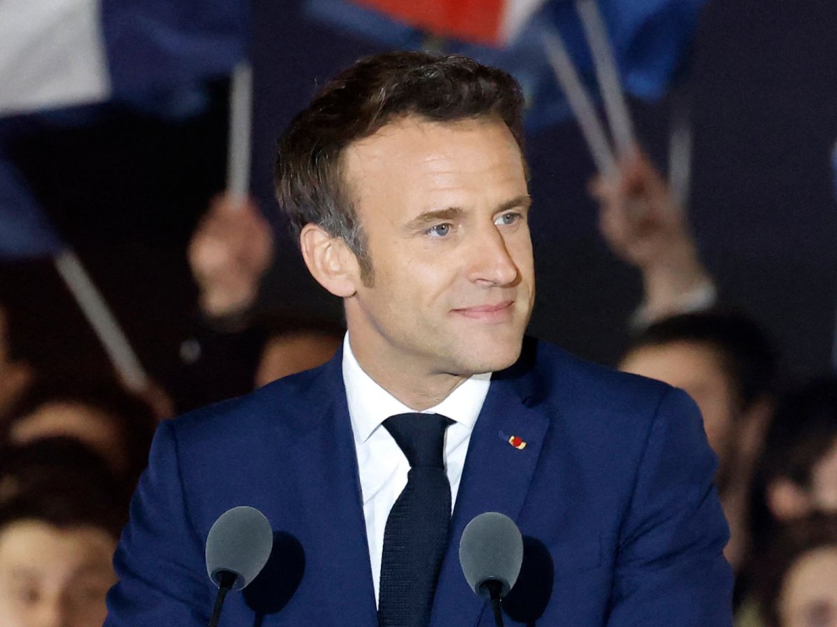 Emmanuel Macron celebrates election victory Paris France