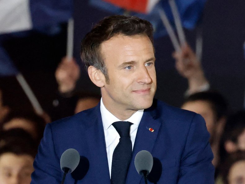 Emmanuel Macron celebrates election victory Paris France