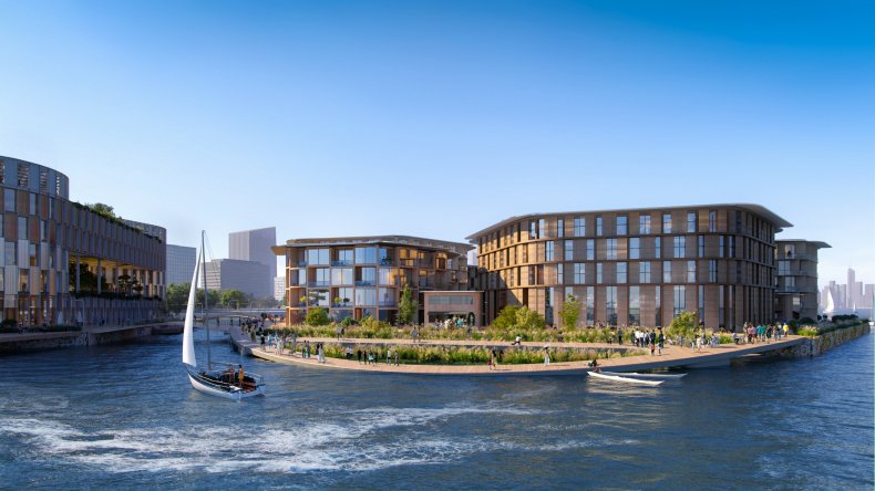 Rendering of Oceanix Busan, future floating city.