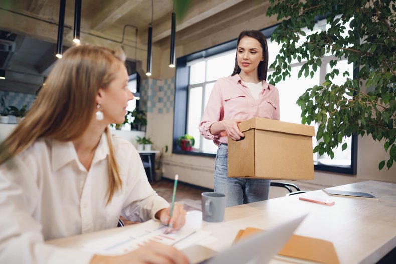 A woman quitting her job.