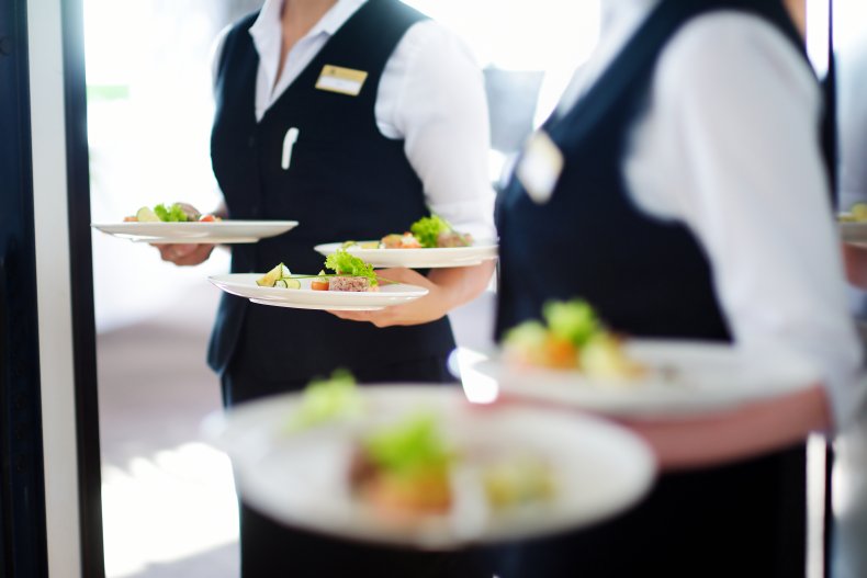 waiters holding trays