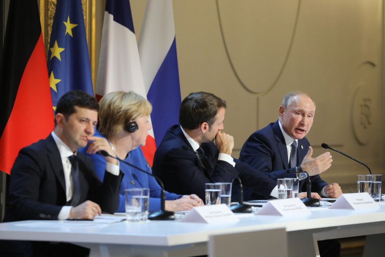 Zelensky, Merkel, Macron, Putin Paris 12/2019
