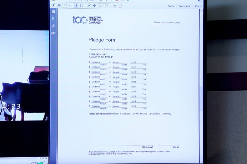 Heard's ACLU pledge form