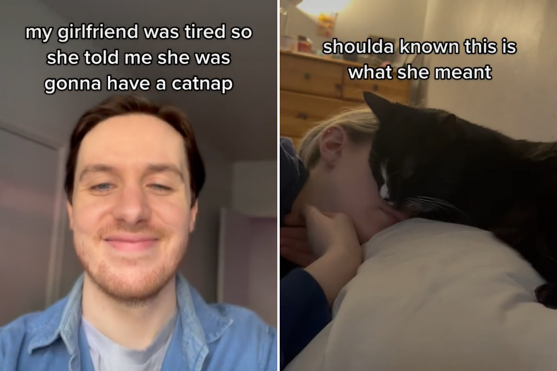 Woman's literal "catnap" goes viral