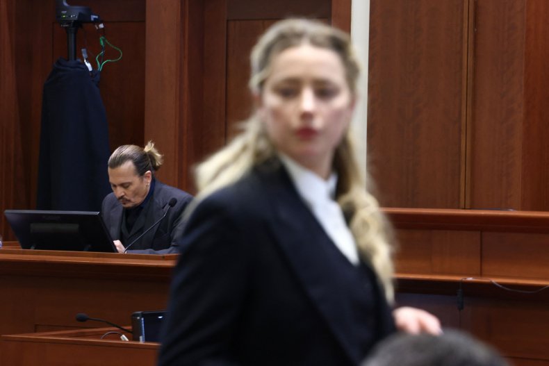 Depp and Heard during defamation trial