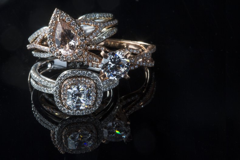 Three stacked diamond rings