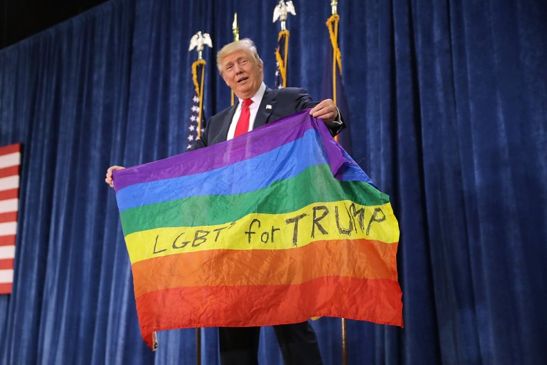 Donald Trump with rainbow flag