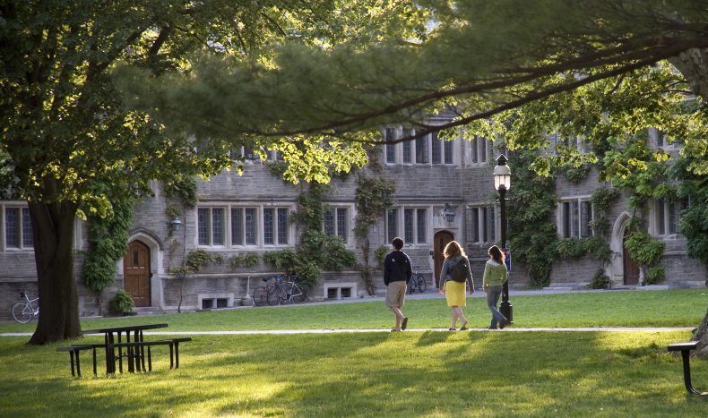 Student walk along the campus of Princeton 