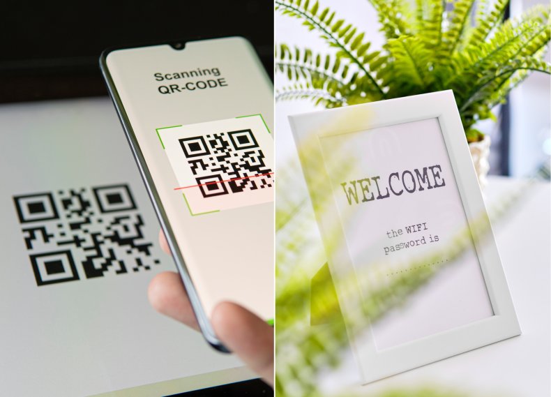 QR code and WiFi sign