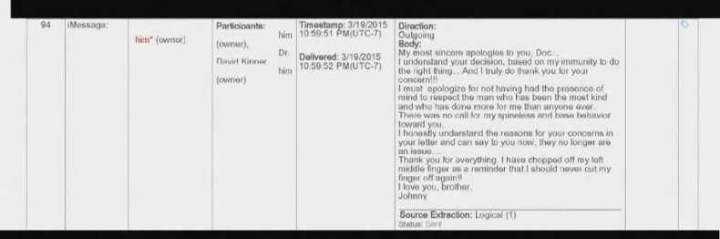 Depp text to Dr. Kipper