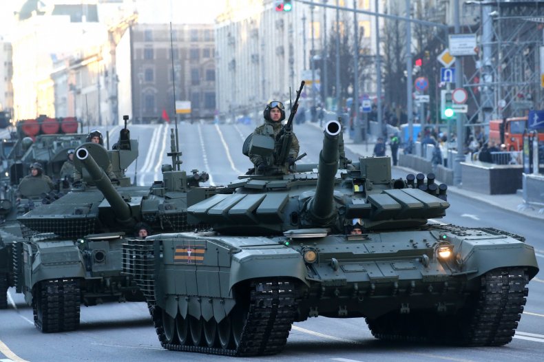 Russian vehicles rehearse May 9 Victory Day