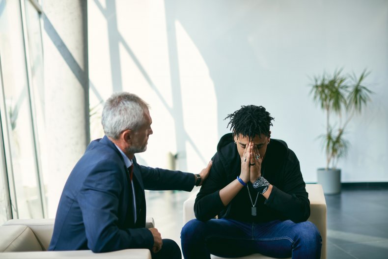 Two people having a discussion